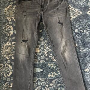 Express Men's Slim Ripper Jeans in Distressed Gray and Black